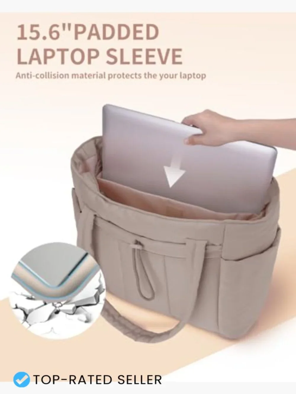 Puffy Tote Bag for Women Spacious Work Travel Gym Shoulder Bag with Laptop
